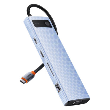 11W1 HUB USB-C Adapter för USB-C PD 4X USB HDMI VGA AUX RJ45 SD TF GRAY