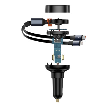 Billaddare med USB-A och med en kollaps USB-C iPhone 60W svart