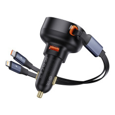 Auto lādētājs ar USB-A un ar sabrukumu USB-C iPhone 60W melns