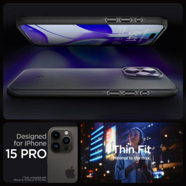 Aizsardzības gadījums iPhone 15 Pro plānai Fit Black