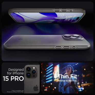 Funda protectora para iPhone 15 Pro Fit Fit Grey