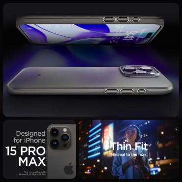 Zaščitni primer za iPhone 15 Pro Max Tank Fit Kovinski sivi