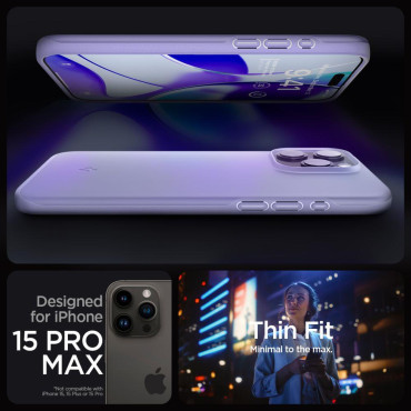 Skyddsväska för iPhone 15 Pro Max tunn passform lila