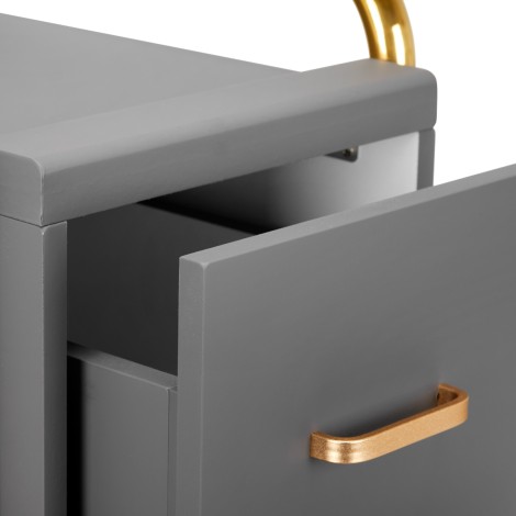 GABBIANO HAIRDRESSER TROLLEY SOLO GOLD GRAY — close-up of the drawer