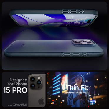Protective case for iPhone 15 Pro Thin Fit navy blue