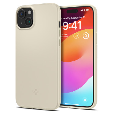 Skyddsväska till iPhone 15 plus tunn passform beige