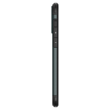 Custodia dura Armatura Magsafe con un supporto per iPhone 15 Pro verde