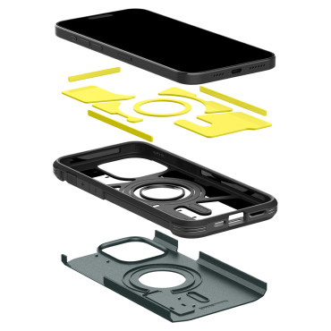 Tuff Armor Magsafe Case med ett stativ för iPhone 15 Pro Green