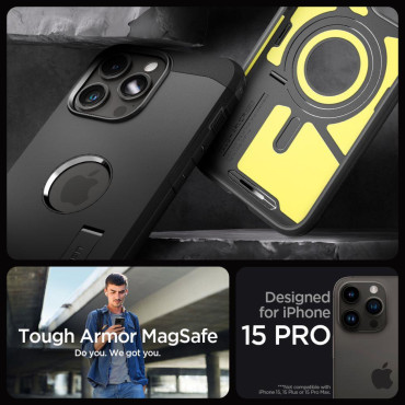 Teška oklop Magsafe na iPhone 15 Pro crno