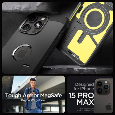 Custodia dura Armatura Magsafe su iPhone 15 Pro Max Black