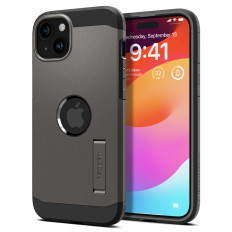 Armure difficile Magsafe Case avec un support pour iPhone 15 gris métallisé