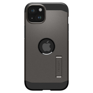 Tough Armour Magsafe Case met een standaard voor iPhone 15 metallic grijs