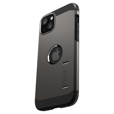 Tough Armour Magsafe Case met een standaard voor iPhone 15 metallic grijs