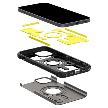 Tvrdé brnění magsafe pouzdro s stojanem pro iPhone 15 Metallic Grey