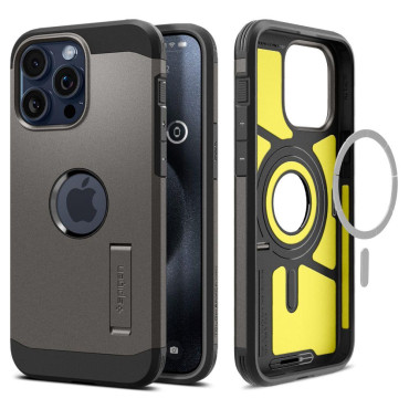 Tough Armor Magsafe Case na iPhone 15 Pro Kovinski sivi
