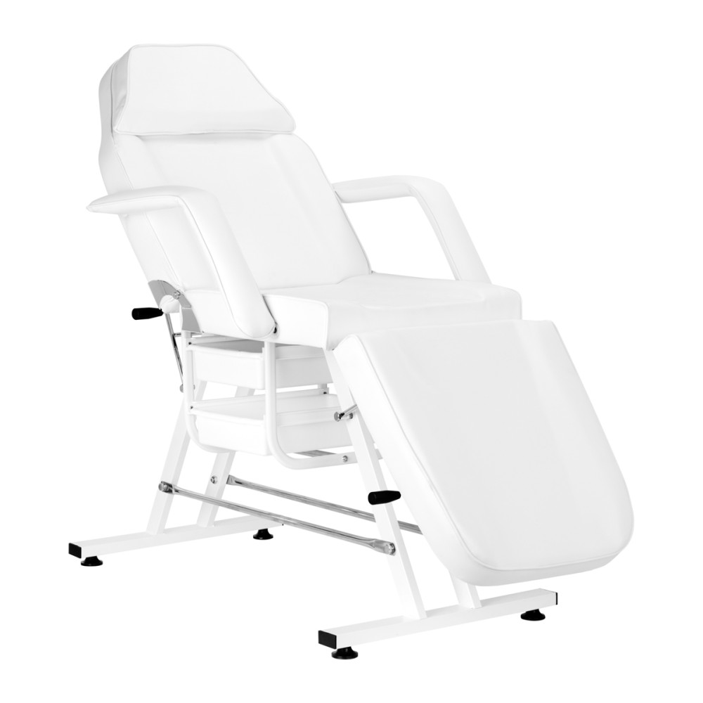 SILLON kozmetikai szék tálcákkal, fehér — oldalnézet