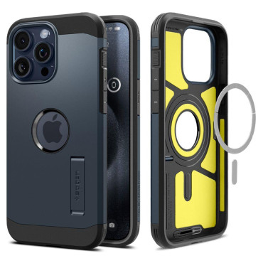 Tough Armour Magsafe Case op iPhone 15 Pro Black Metal