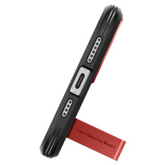 Caixa de Magsafe de armadura resistente com um suporte para o iphone 15 vermelho