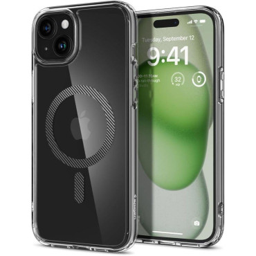Ultra Hybrid Mag Case med Magsafe på iPhone 15 Grå