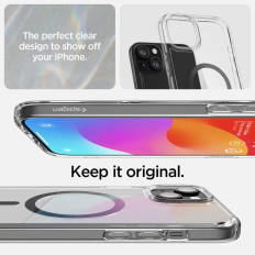 Ultra Hybrid Mag Case met Magsafe op iPhone 15 Gray