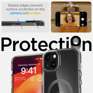 Ultra Hybrid Mag Case met Magsafe op iPhone 15 Gray