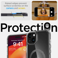 Ultra Hybrid Mag Case met Magsafe op iPhone 15 Gray