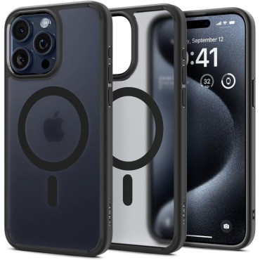 Etui Ultra Híbrido Mag de Magsafe no iPhone 15 Pro Max Transparente-Preto