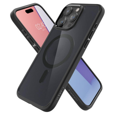 Etui Ultra Híbrido Mag de Magsafe no iPhone 15 Pro Max Transparente-Preto