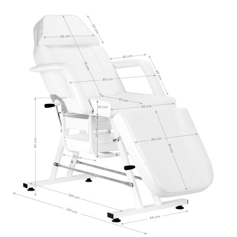 SILLON Cosmetische Stoel met Ladebakken Wit — zijaanzicht