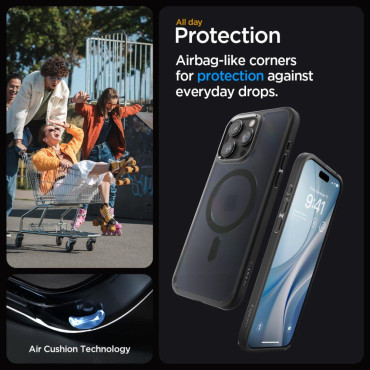 Etui Ultra Híbrido Mag de Magsafe no iPhone 15 Pro Max Transparente-Preto