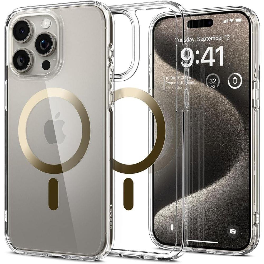 Etui Ultra Hybrid Mag de Magsafe en el iPhone 15 Pro Max Gold
