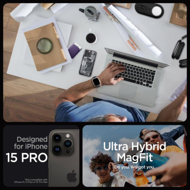 Ultra Hybrid Mag Case ar MagSafe uz iPhone 15 Pro Grey-Black
