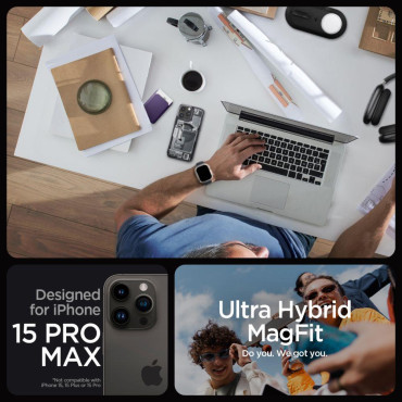 Etui Ultra Hybrid Mag från Magsafe på iPhone 15 Pro Max Gray-Black