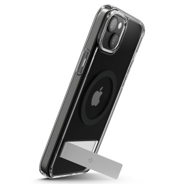 O caso ultra híbrido do magsafe com um suporte para o iphone 15 mais preto