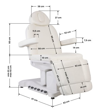 Silla Eléctrica Cosmética AZZURRO 708B Exclusive 4 Motores con Calefacción — vista lateral