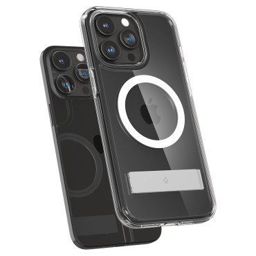 Ultra Hybrid s Magsafe Case med ett stativ för iPhone 15 Pro transparent