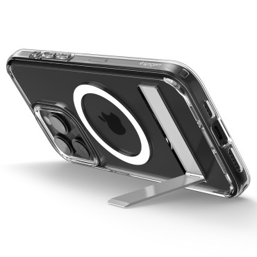 Ultra Hybrid s Magsafe Case med ett stativ för iPhone 15 Pro transparent