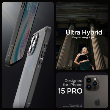 Ultra hübriidkott iPhone 15 Pro läbipaistvus-must