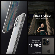 Ultra Hybrid Case op iPhone 15 Pro transparant