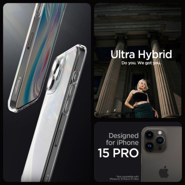 Ultra Hybrid case on iPhone 15 Pro transparent