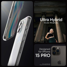 Ultra Hybrid Case op iPhone 15 Pro transparant