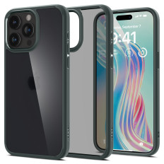 Caso ultra híbrido en iphone 15 pro verde oscuro