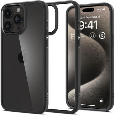 Caso ultra híbrido no iPhone 15 pro esteira preta