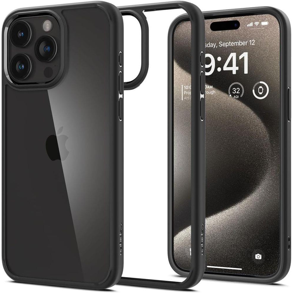 Ultra Hybrid Case op iPhone 15 Pro Black Mat