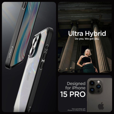 Ultra Hybrid Case op iPhone 15 Pro Black Mat