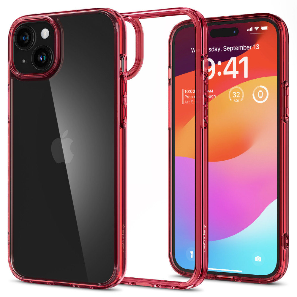 Ultra Hybrid case on iPhone 15 plus red