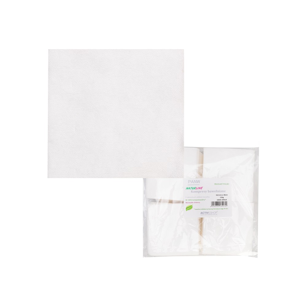 Bombažni kompresi NATURLINE 150 g 16,5 cm x 18 cm — skupaj prikazano