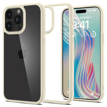 Ultra Hybrid Case på iPhone 15 Pro Beige