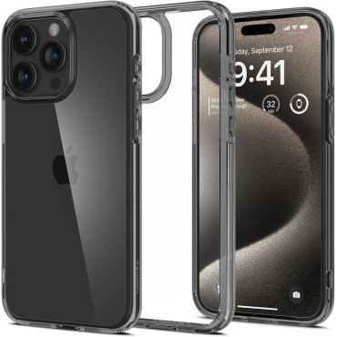 Ultra Hybrid case on iPhone 15 Pro Max Transparent-gray