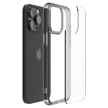 Boîtier Ultra hybride sur iPhone 15 Pro Max Transparent-Gris